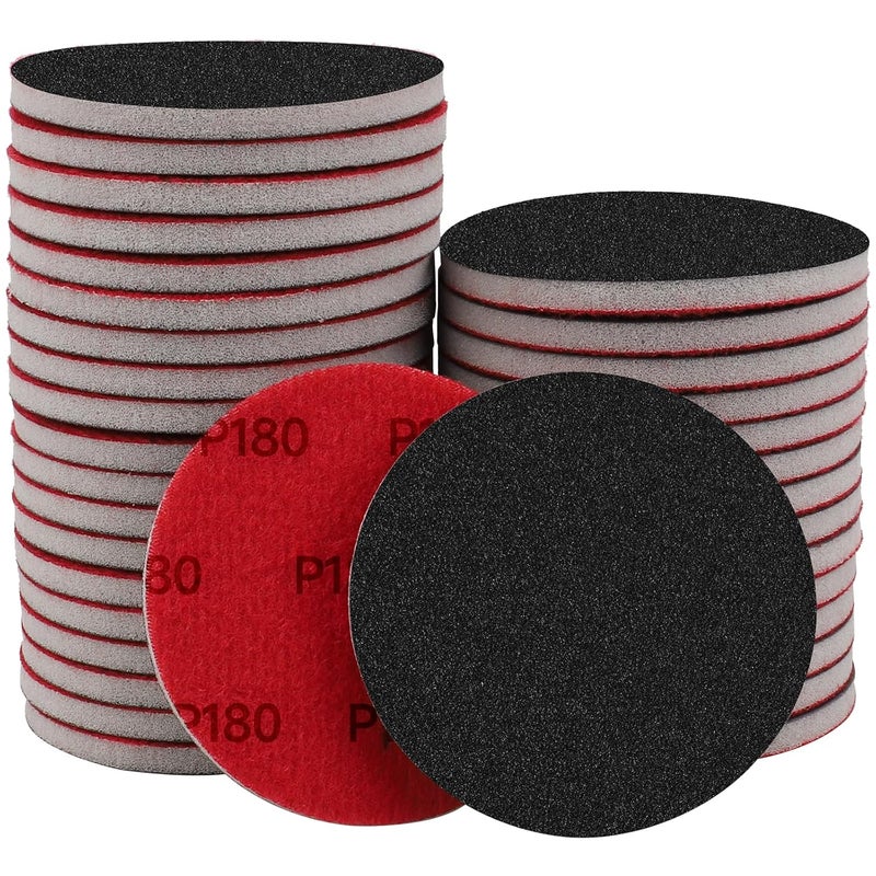 Shineboc 20Pcs 3 Inch Hook and Loop Sanding Sponge Disc with Buffer Backing 180 Grit Wet or Dry Sanding Sheets Reusable Hand Sander Sandpaper - Curved Surface Sanding Pads for Automotive Wood Metal - Image 1
